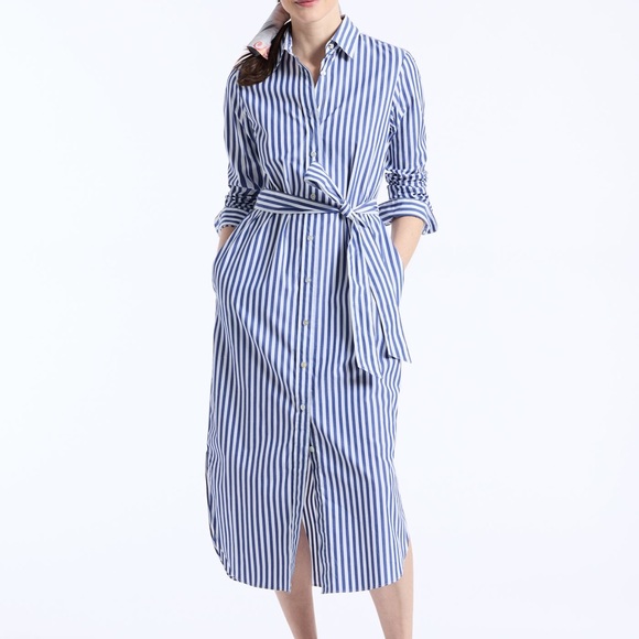 Robert Graham Blue Striped Leona Shirt Dress - Size 12 - Picture 2 of 10